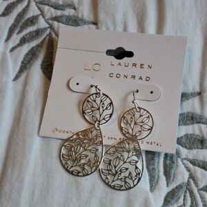 Lauren Conrad Silver Leaf Earrings